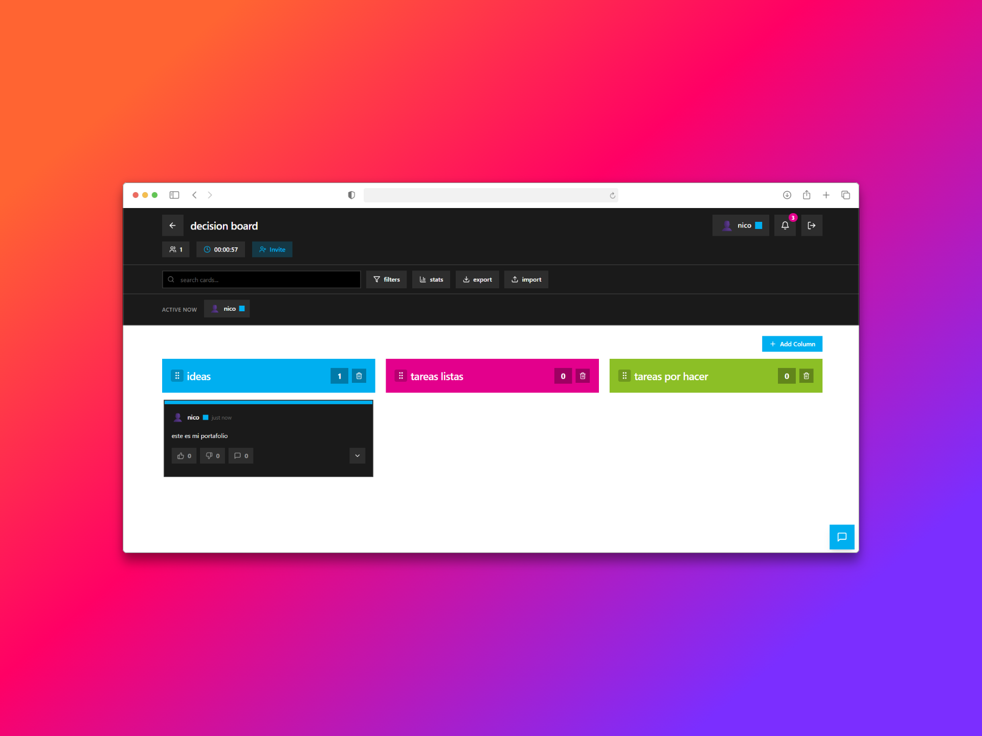 Captura de pantalla del proyecto Agora Colab