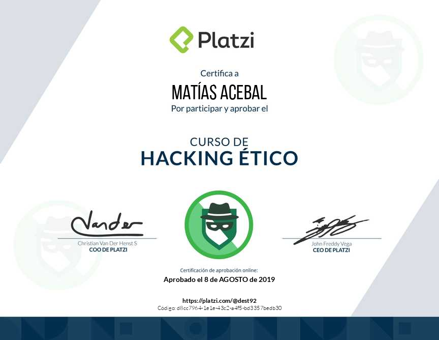 Certificado de Hacking Ético - Platzi