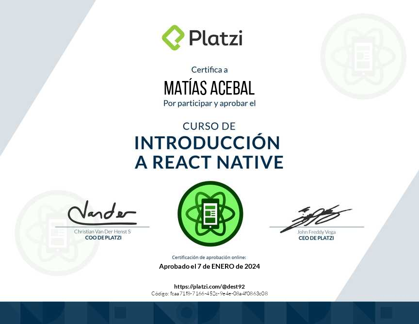 Certificado de Introducción a React Native - Platzi